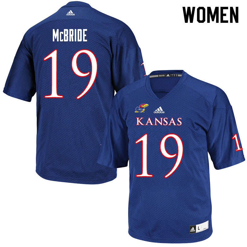 Women #19 Steven McBride Kansas Jayhawks College Football Jerseys Sale-Royal